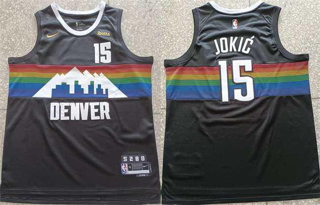 Men's Black Denver Nuggets #15 Nikola Jokić Stitched Basketball Jersey